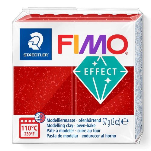 FIMO EFFECT süthető gyurma, piros csillámos