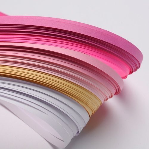 Quilling papírcsík, 53cm - 5mm, 6 szín, 20 db/szín, 120 db/csomag - Rózsaszín